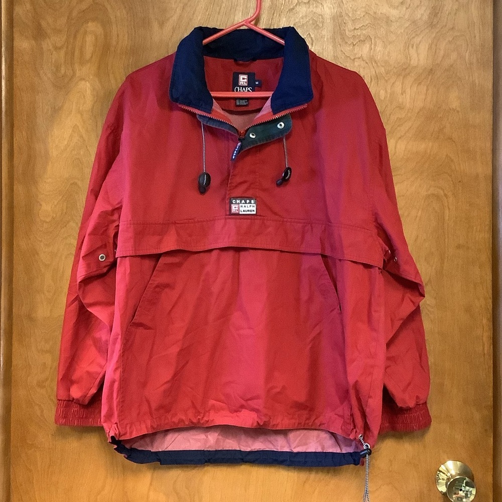 Vintage 90's Chaps Ralph Lauren Pullover Anorak Windbreaker Jacket Red Size M